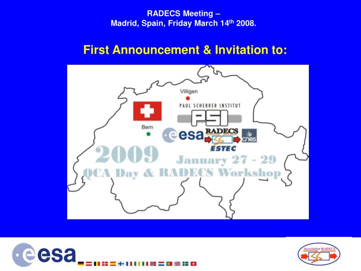 radecs meeting madrid spain friday march 14 th 2008 first announcement invitation to