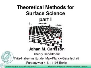 Theoretical Methods for Surface Science part I