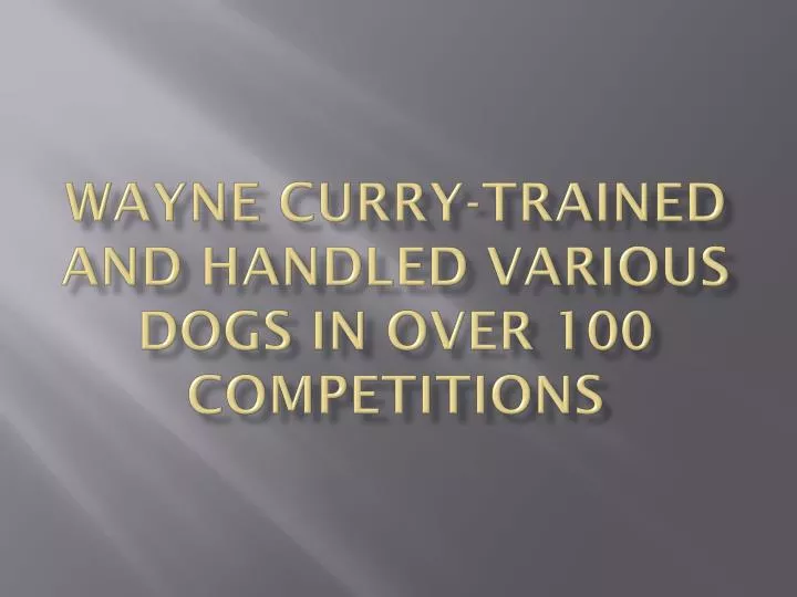 wayne curry trained and handled various dogs in over 100 competitions