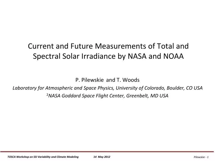 current and future measurements of total and spectral solar irradiance by nasa and noaa