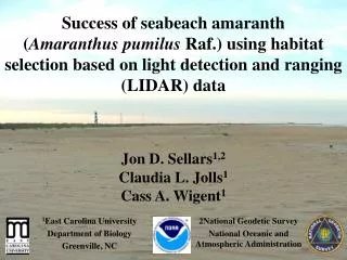 Success of seabeach amaranth ( Amaranthus pumilus Raf.) using habitat selection based on light detection and ranging (