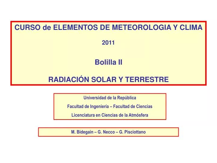 curso de elementos de meteorologia y clima 2011 bolilla ii radiaci n solar y terrestre
