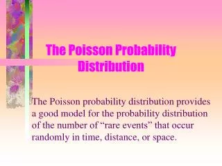 the poisson probability distribution