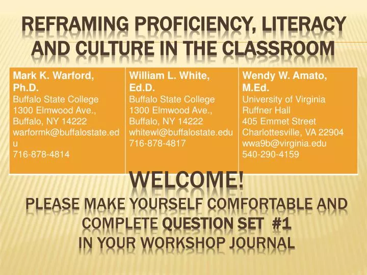 reframing proficiency literacy and culture in the classroom