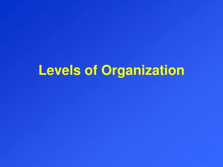 levels of organization