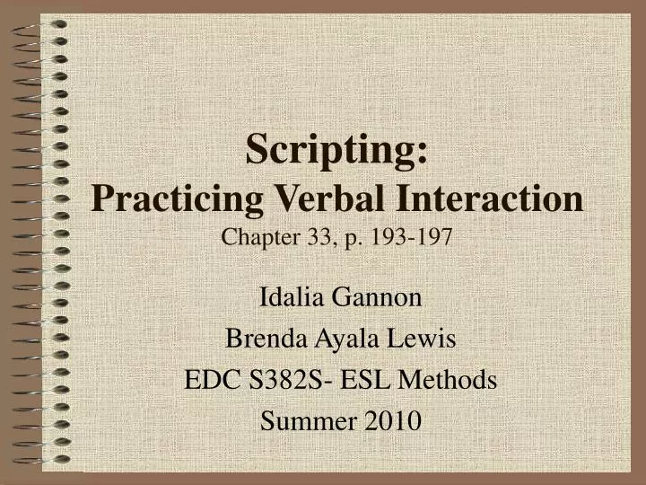 scripting practicing verbal interaction chapter 33 p 193 197