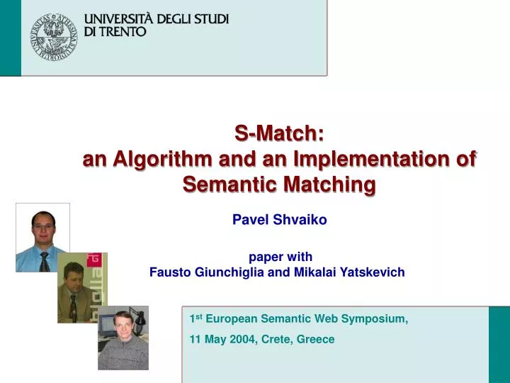 s match an algorithm and an implementation of semantic matching