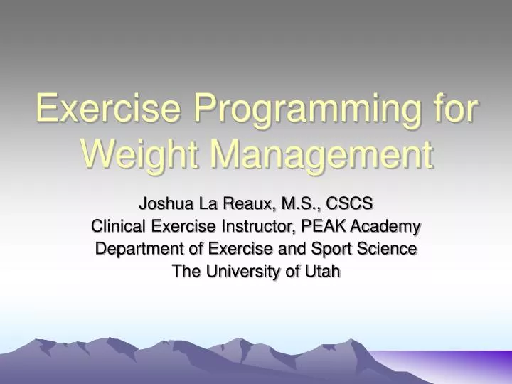 exercise programming for weight management