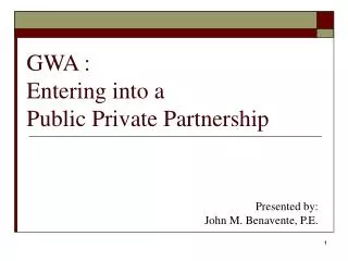 GWA : Entering into a Public Private Partnership