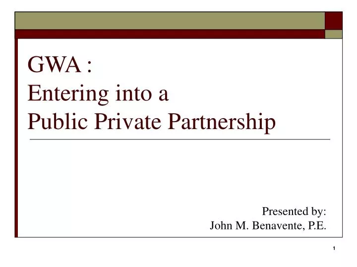 gwa entering into a public private partnership