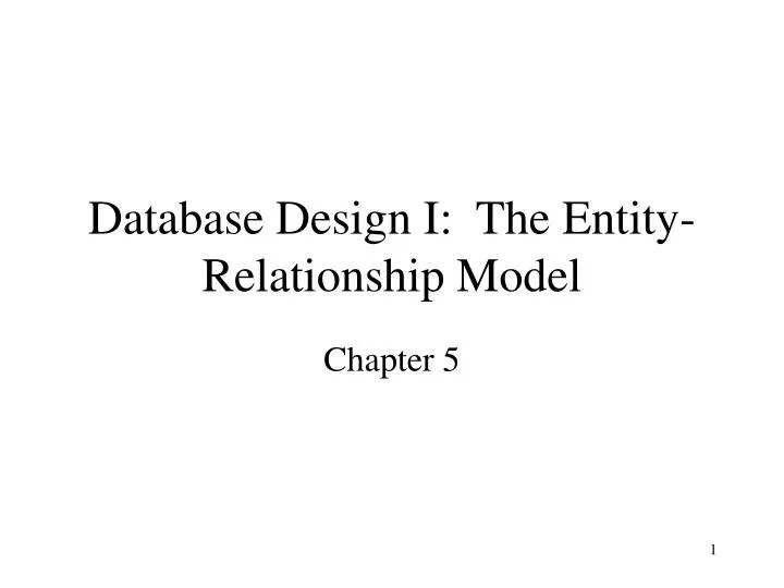 database design i the entity relationship model