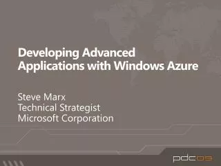 Developing Advanced Applications with Windows Azure