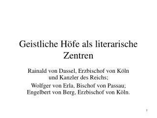 geistliche h fe als literarische zentren