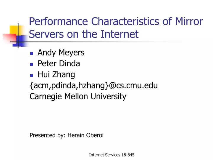 performance characteristics of mirror servers on the internet