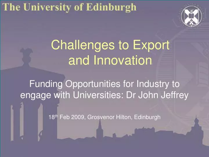 challenges to export and innovation