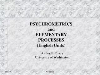 PSYCHROMETRICS and ELEMENTARY PROCESSES (English Units)