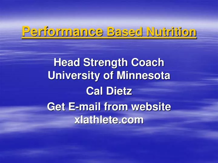 performance based nutrition