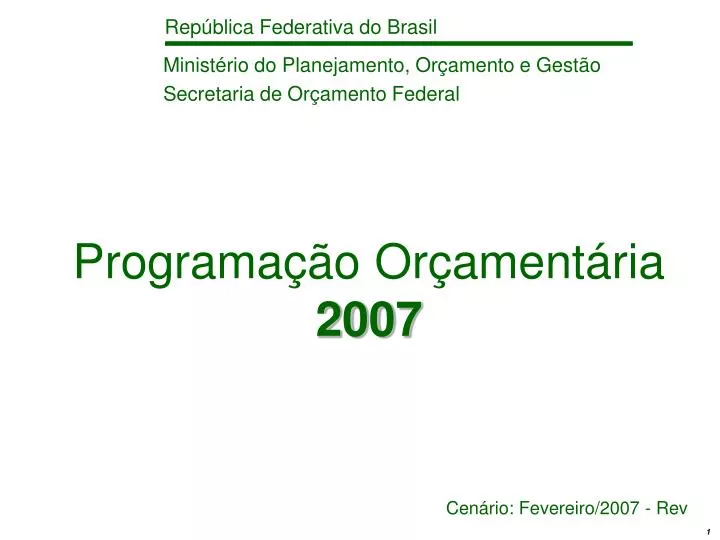 programa o or ament ria 2007