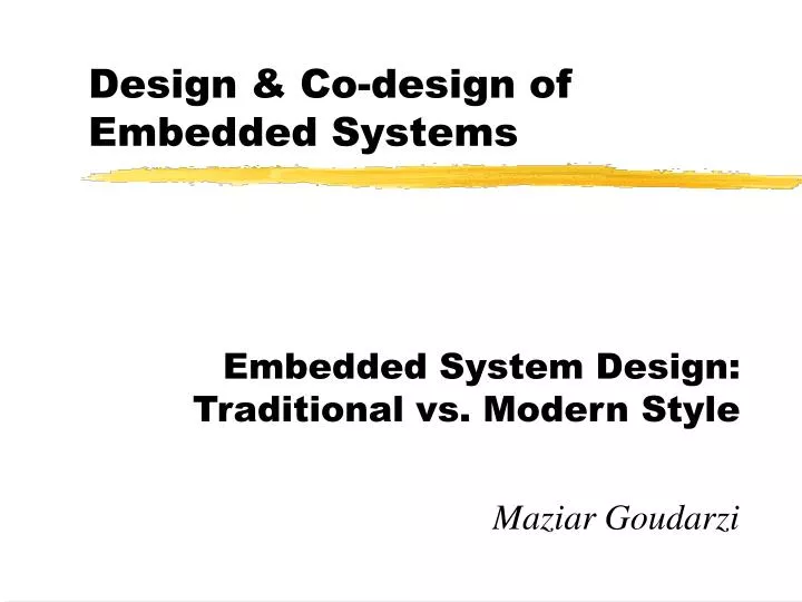 design co design of embedded systems