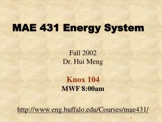 MAE 431 Energy System