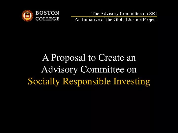 a proposal to create an advisory committee on socially responsible investing