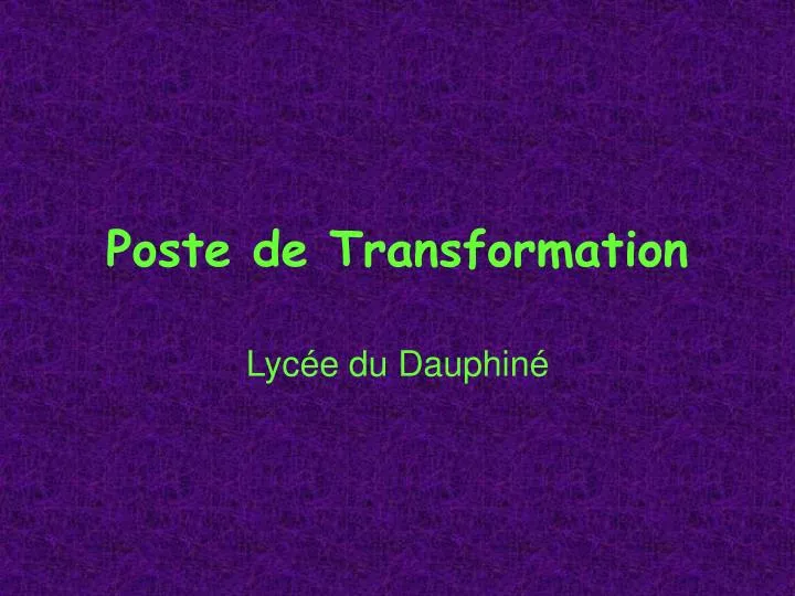 poste de transformation