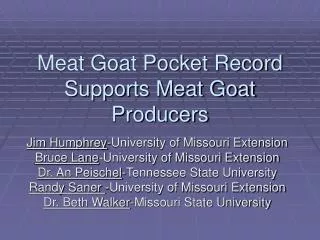 Meat Goat Pocket Record Supports Meat Goat Producers