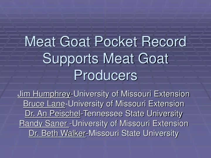 meat goat pocket record supports meat goat producers