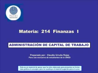 ADMINISTRACIÓN DE CAPITAL DE TRABAJO