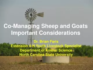 Co-Managing Sheep and Goats Important Considerations