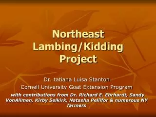 Northeast Lambing/Kidding Project