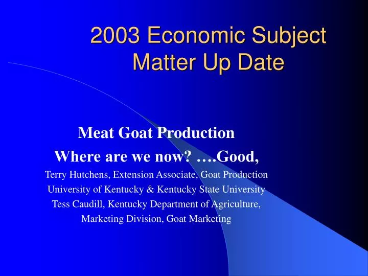 2003 economic subject matter up date