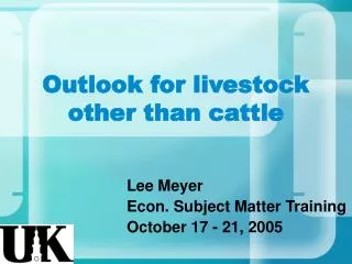 Outlook for livestock other than cattle
