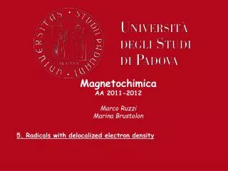 Magnetochimica AA 2011-2012 Marco Ruzzi Marina Brustolon