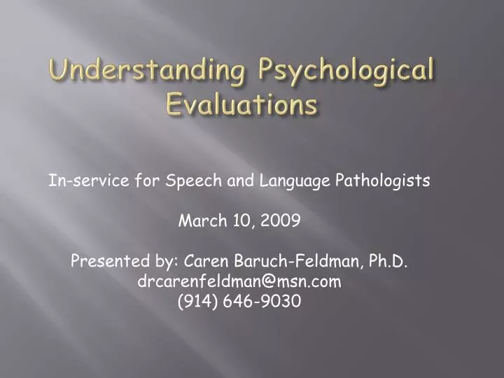 understanding psychological evaluations