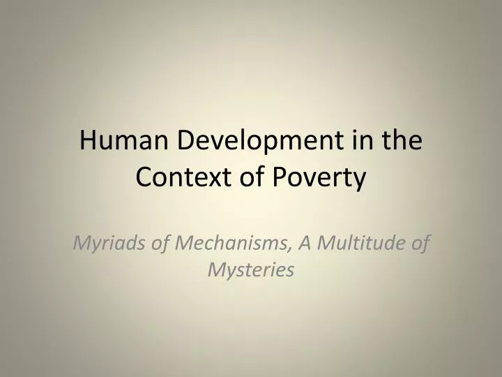human development in the context of poverty