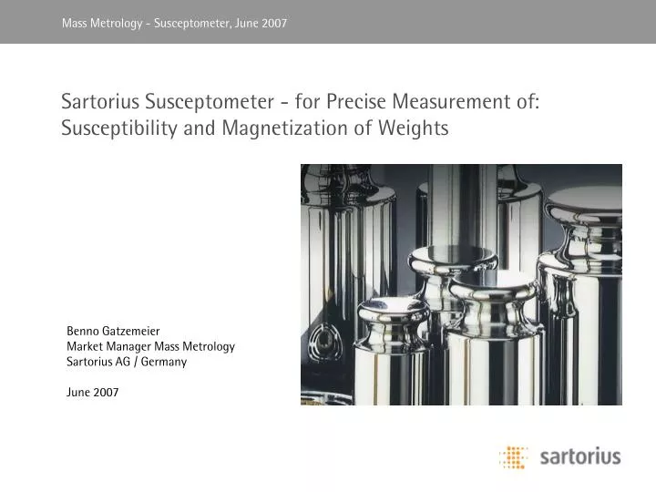 sartorius susceptometer for precise measurement of susceptibility and magnetization of weights