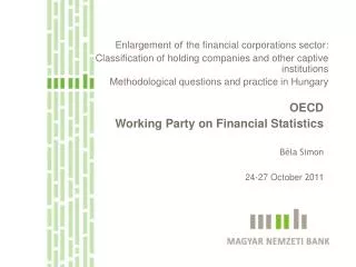 Enlargement of the financial corporations sector: Classification of holding companies and other captive institutions