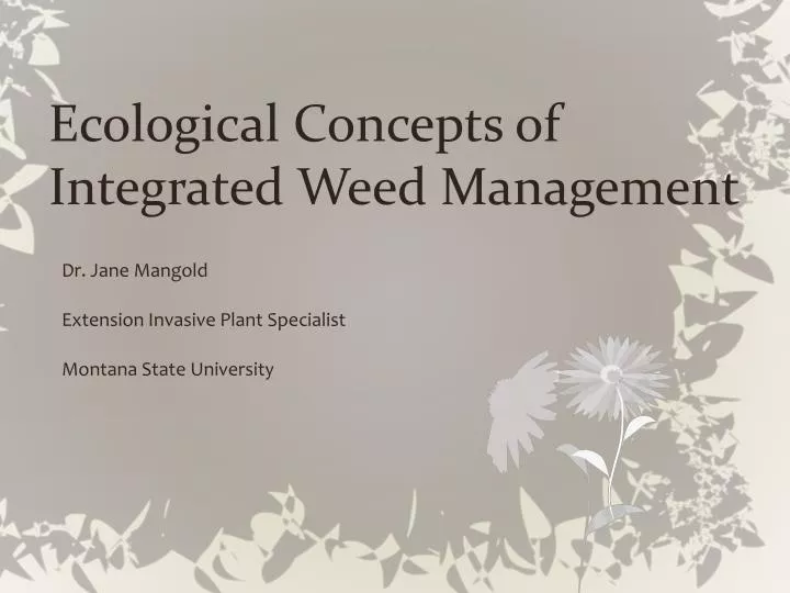 ecological concepts of integrated weed management