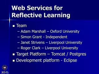 Web Services for Reflective Learning