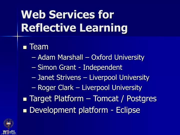 web services for reflective learning