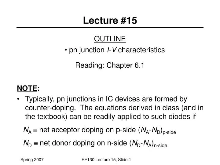 outline pn junction i v characteristics reading chapter 6 1