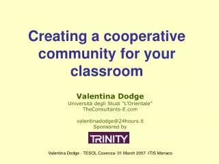 Creating a cooperative community for your classroom
