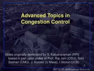 Advanced Topics in Congestion Control