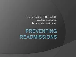 Preventing Readmissions