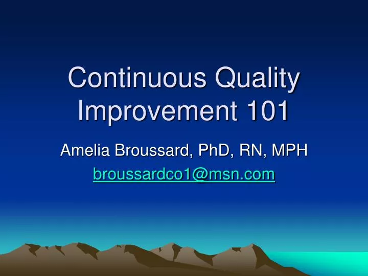 continuous quality improvement 101