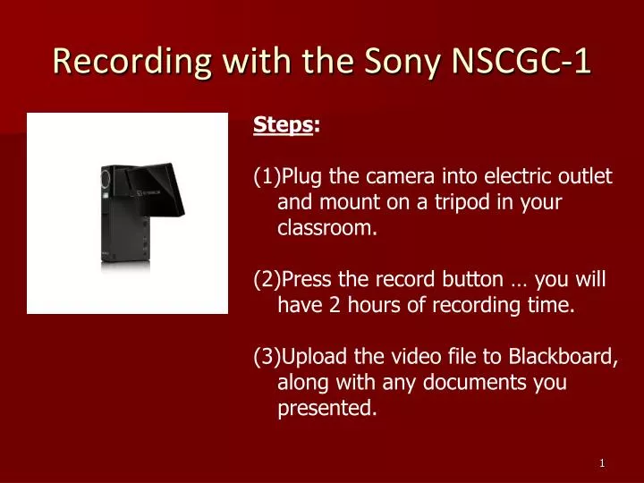 recording with the sony nscgc 1