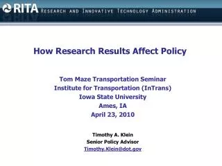 How Research Results Affect Policy