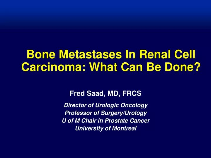 bone metastases in renal cell carcinoma what can be done