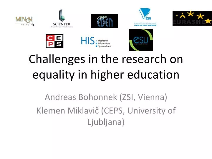 challenges in the research on equality in higher education